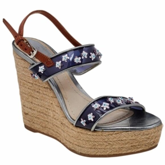 DIOR Vintage JOY Embellished Espadrilles Platforms Sandals Wedges Shoe Beads 7.5 - Picture 1 of 16